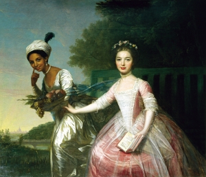 Unknown artist, Dido Elizabeth Belle Lindsay and Lady Elizabeth Murray (1779). Scone Palace, Perthshire, Scotland.